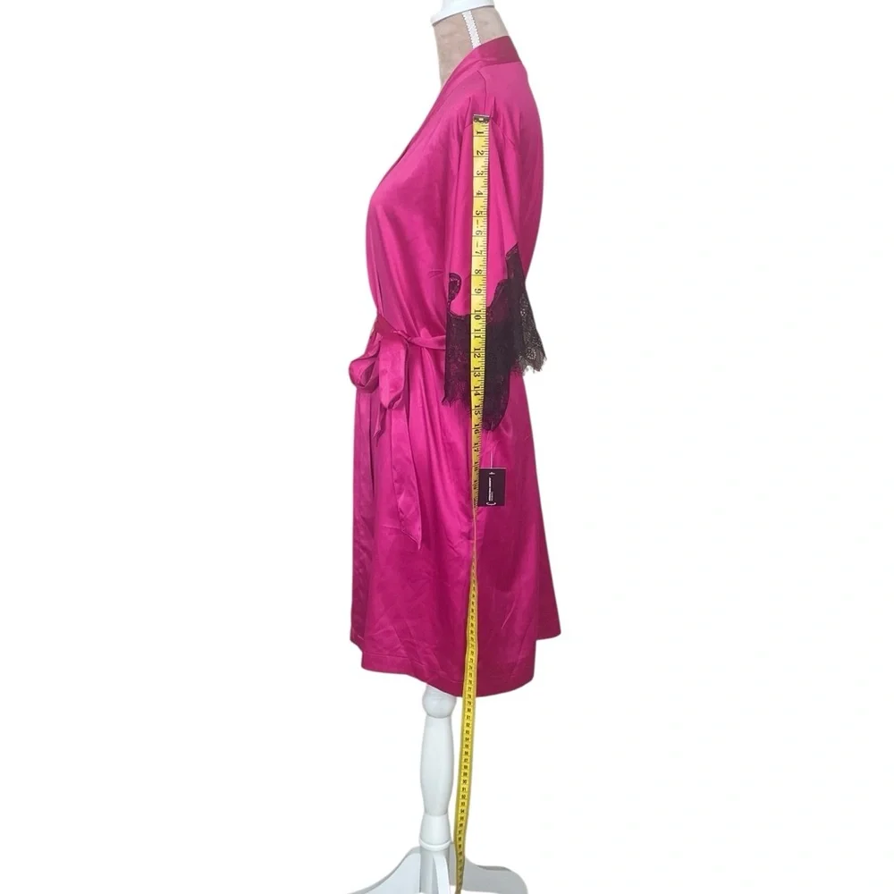 INC International Concepts Satin Robe with Black Lace Detail NWT